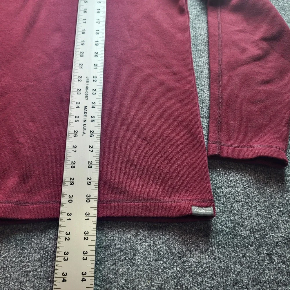 Eddie Bauer Mens TXL Pullover 1/4 Zip Mock Neck Burgundy Long Sleeve